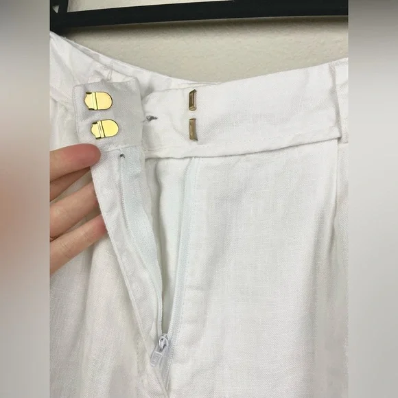 DISSH Women's 8 Kayla White 100% Linen Bermuda Short High Rise Lined Tailored - Picture 8 of 16